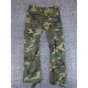 Mens Woodland Camo Cargo Pants 32 Green Military Utility Tactical Trousers